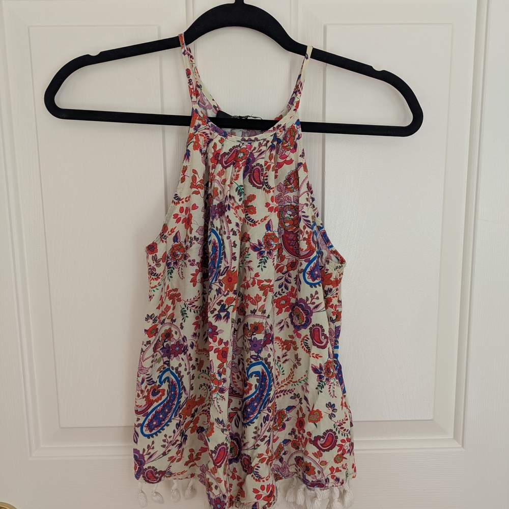 19 Cooper Pink and Blue Sleeveless Pleated Blouse